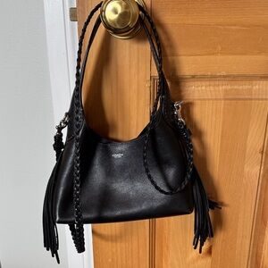 Coach Brooklyn 23 Black Leather Shoulder Bag with Braided Straps
